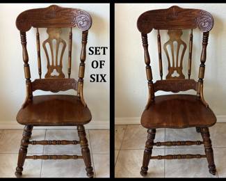 Showing 2 of a Set of 6 Vintage Pressback Dining Chairs