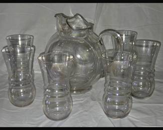 Vintage Iridescent Ball Jar and Glasses Set