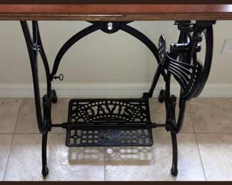 Davis Treadle Sewing Machine Base with Wooden Top