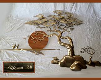 Signed Bijan Very Large Metal Wall Sculpture