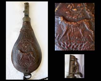Antique Leather Powder Horn