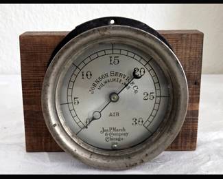 Vintage Johnson Service Co Air Pressure Gauge Jas P Marsh and Co Chicago