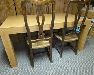 Vintage Formica Parson Style table + Rush seat chairs