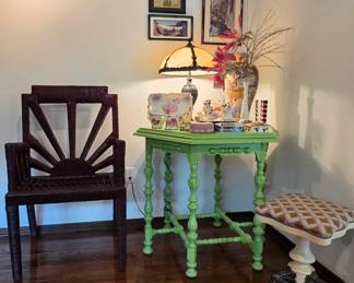 Antique and Vintage Table, Stool and accessories
