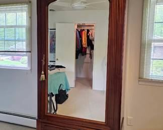 Antique French Mirrored Rosewood Armoire