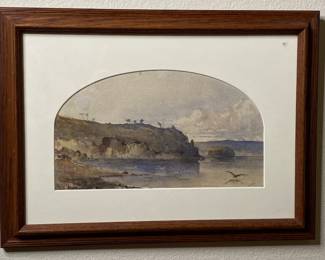 1930s English watercolor signed WHC 6 x 10 1/2