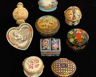 Trinket boxes, enamel , porcelain