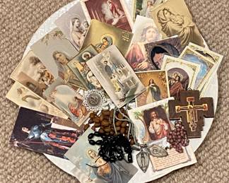 Old prayer cards, Catholic faith items