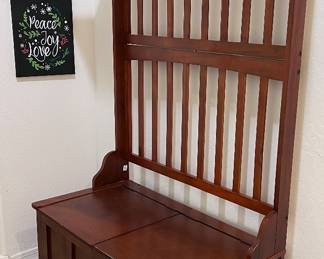 Mission-Style Hall Tree w Storage Bench