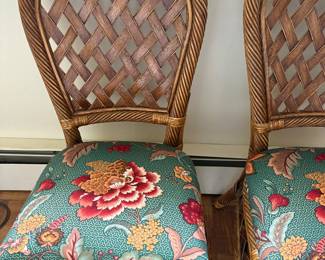 Rattan Chairs with beautiful fabric seats