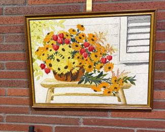 Vintage needlepoint in full bloom
