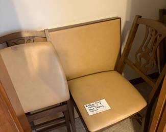 Vintage padded card table & 4 wood chairs