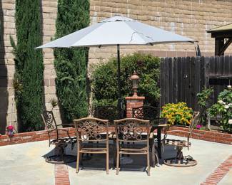 Patio furniture set with umbrella