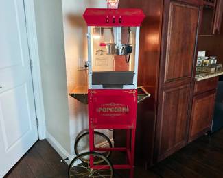 Vintage style popcorn machine cart