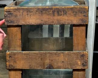 Glass Water Jug in Wooden Crate