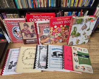 Cookbooks Including Betty Crocker, Mickey, 1934 Hershey's, Shiphewan & St Paul's Lutheran 