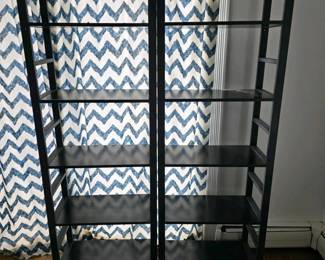 037 twin5shelfblackmetalladderbookshel