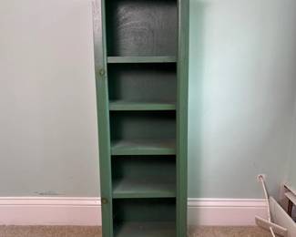 087 paintedgreennarrowwood5shelfbookca
