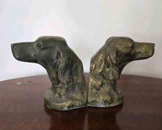 058 vintagebrassspanieldogheadbookends