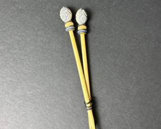 184 handcarvedwoodenhairstickswithflor