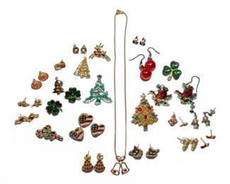 Holiday Themed Earrings, Necklaces,  Pins