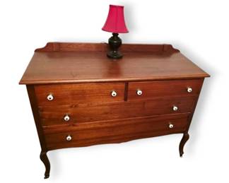 Antique Wooden 4Drawer Sideboard Buffet w Lamp