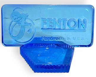 Fenton Blue Art Glass Dealer Logo Sign