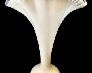 Fenton Silver Crest Fluted Fan Vase 13 