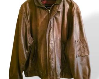 Vintage London Fog Brown Distressed Leather Jacket Mens Size XL