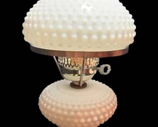 Vintage Hobnail Milk Glass Hurricane Table Lamp