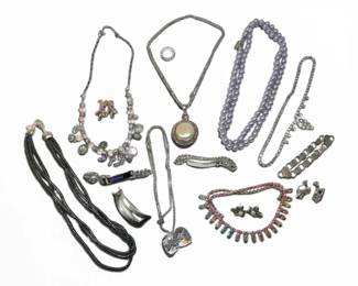 Silver Toned Crystal  Faux Pearl  Hematite Jewelry