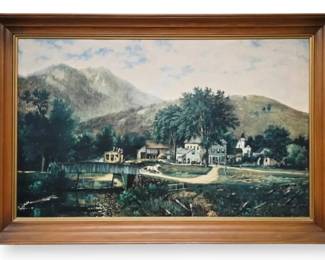 Large Landscape Print In Wood Frame 29 x 45 
