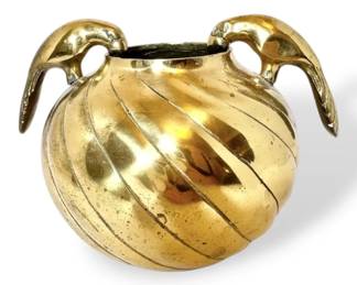 Brass Parrot Vase