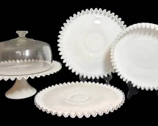 Fenton Silver Crest Milk Glass Cake Stand  Serving Dishes
