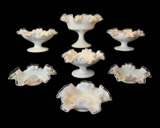 Fenton Silver Crest Berry Bowls  Candy Dishes 7 Total