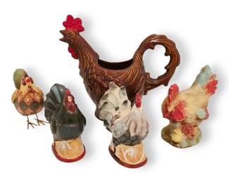 Haeger Pottery Rooster Chicken Pitcher, Chicken Salt  Pepper Shakers,  More