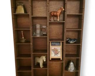 Wooden Shadow Box With Trinkets