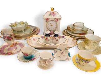 Floral Plates, Tea Cups  Saucers, Butter Pats,  More