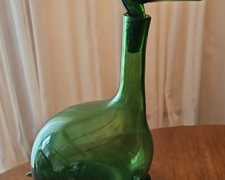 Empoli Green Glass Duck Decanter