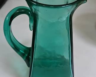 Teal Blenko Style Glass Pitcher