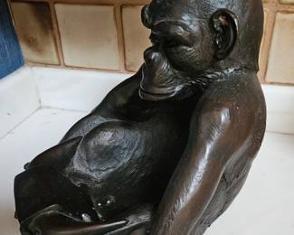 Monkey Holding Bowl Statue second image