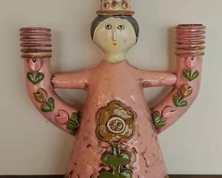 Folk Art Figural Candlestick Holder