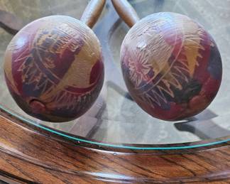 Hand Painted Wooden Maracas Pair second image