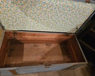 Vintage Blue Steamer Trunk second image