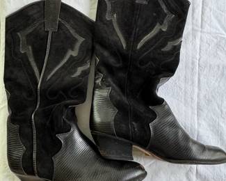 Black Suede and Teju Lizard Cowboy Boots