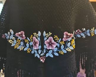 Embroidered Knit Poncho