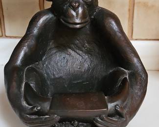 Monkey Holding Bowl Statue