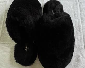 Womens Black UGG Fluff Yeah Slides