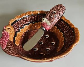 Turkey Shaped Dish with Spreader