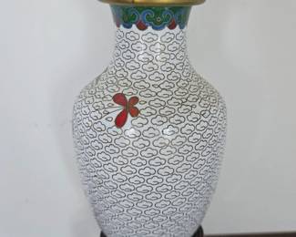 Vintage Cloisonn Vase with Peony Motif second image